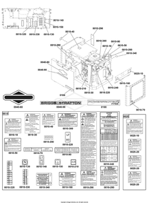 Decals Group Diagram and Parts List for 040782-00  Briggs and Stratton Generator